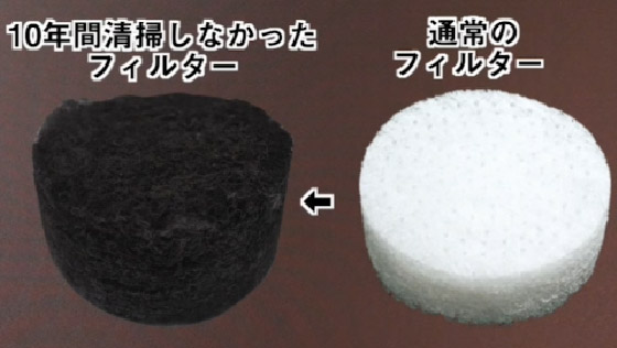 10年掃除できないフィルター